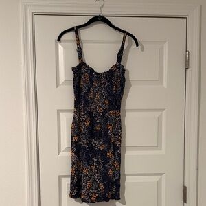 Market & Spruce Navy and Orange Floral Midi Dress